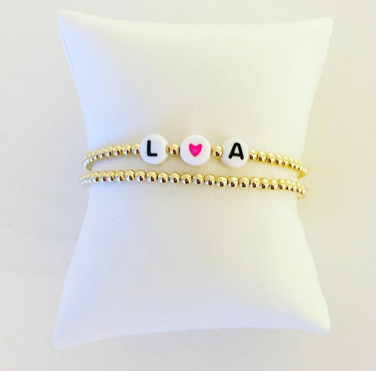 KIDS Gold Two Initial Bracelet with Gold Heart – RASAFORYOU