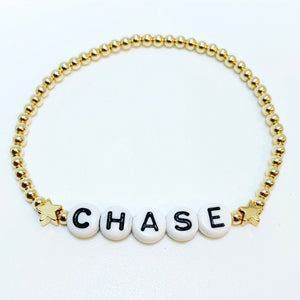 Name Bracelet with Two Gold Stars