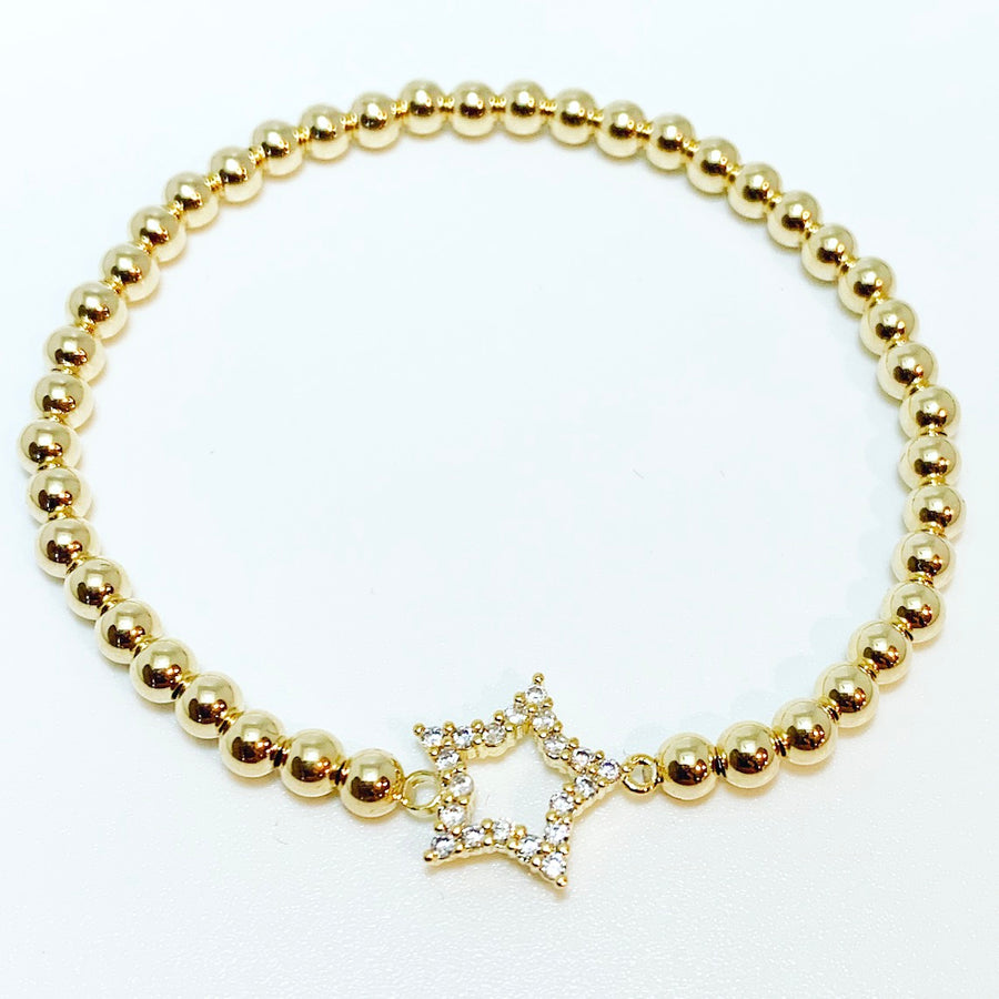 Gold Bracelet with Star Connector Charm