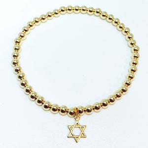 3mm Gold with Star of David Charm