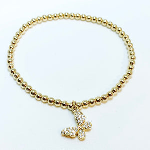 Gold Bracelet with Butterfly Charm