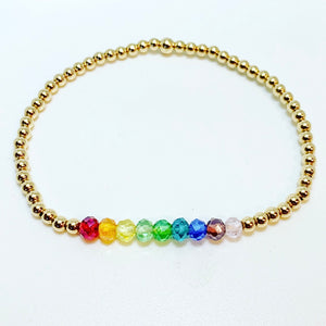 KIDS 3mm Gold Bracelet with Rainbow Ombre Stones