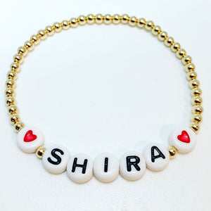 Name Bracelet with Hearts
