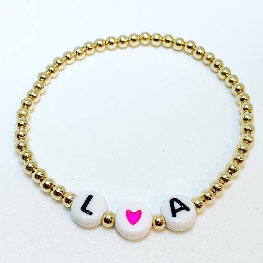 Initial Bracelet with Colored Hearts