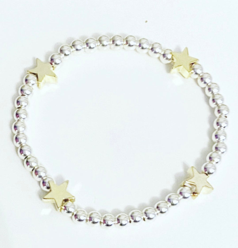 Beaded Stretch Bracelet with Star Accents