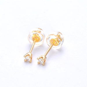 Dainty Gold Cubic Zirconia CZ Stud Earrings