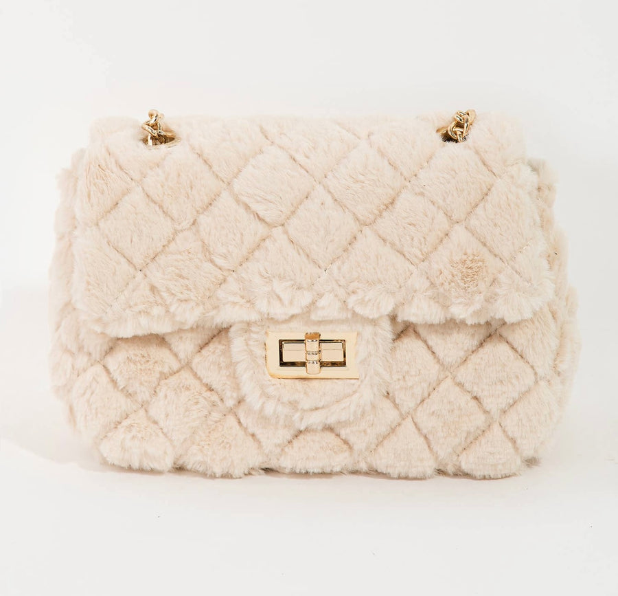 Faux fur quilted bag