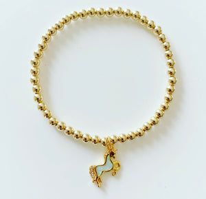 Gold Bracelet with Unicorn Charm