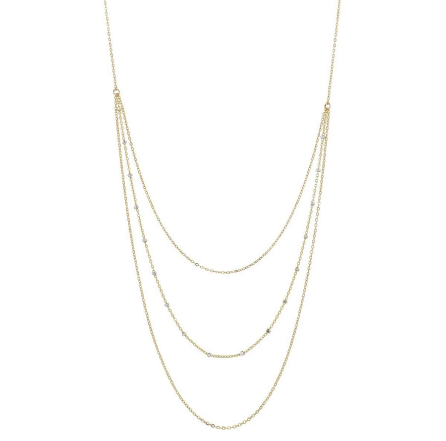 Triple layer ball chain necklace