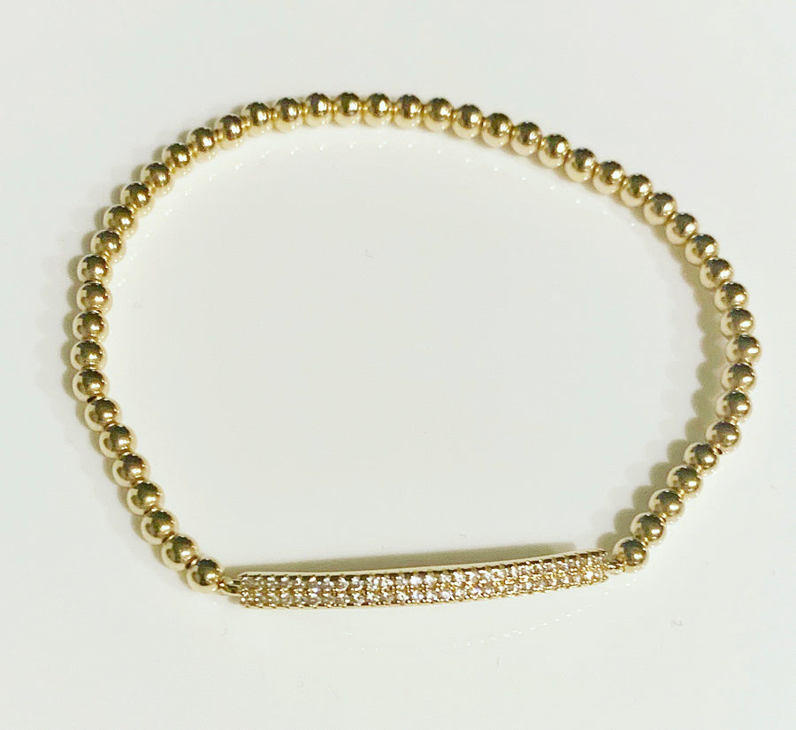 Gold Bracelet with Crystal Bar Connector