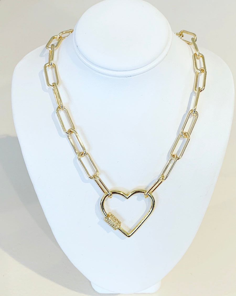 Paperclip Chain Necklace with Heart toggle