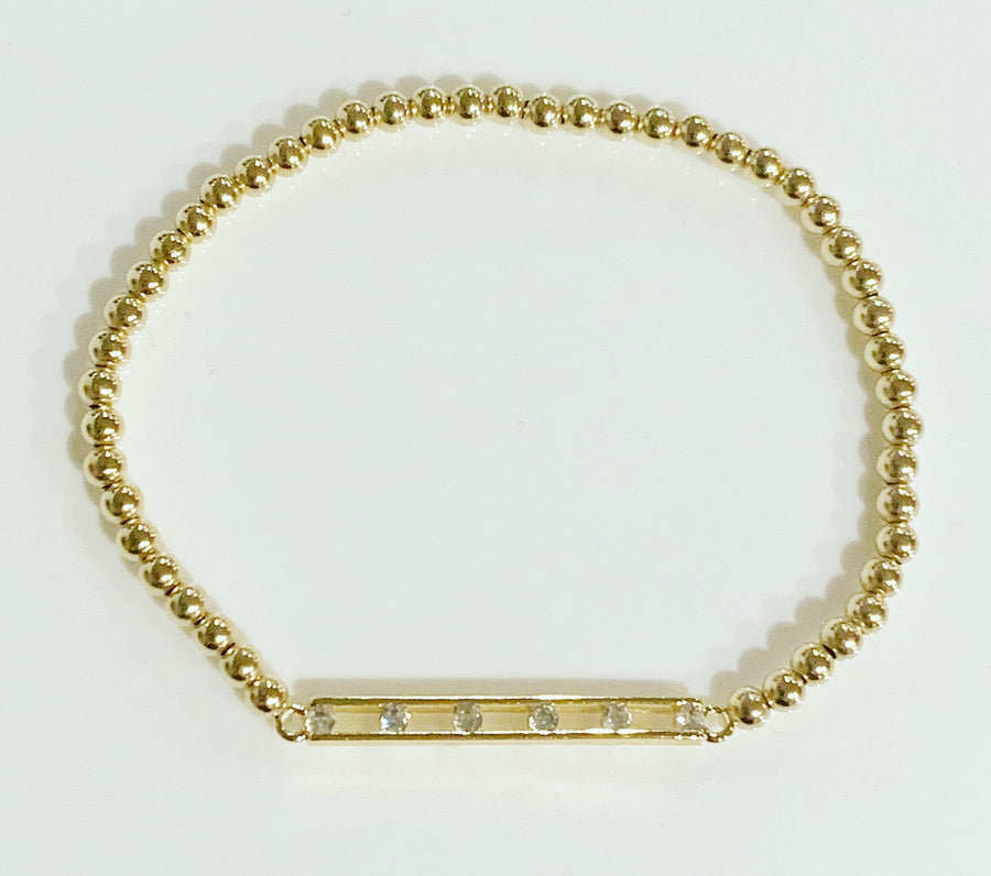 Gold Bracelet with Open Crystal Connector Bar