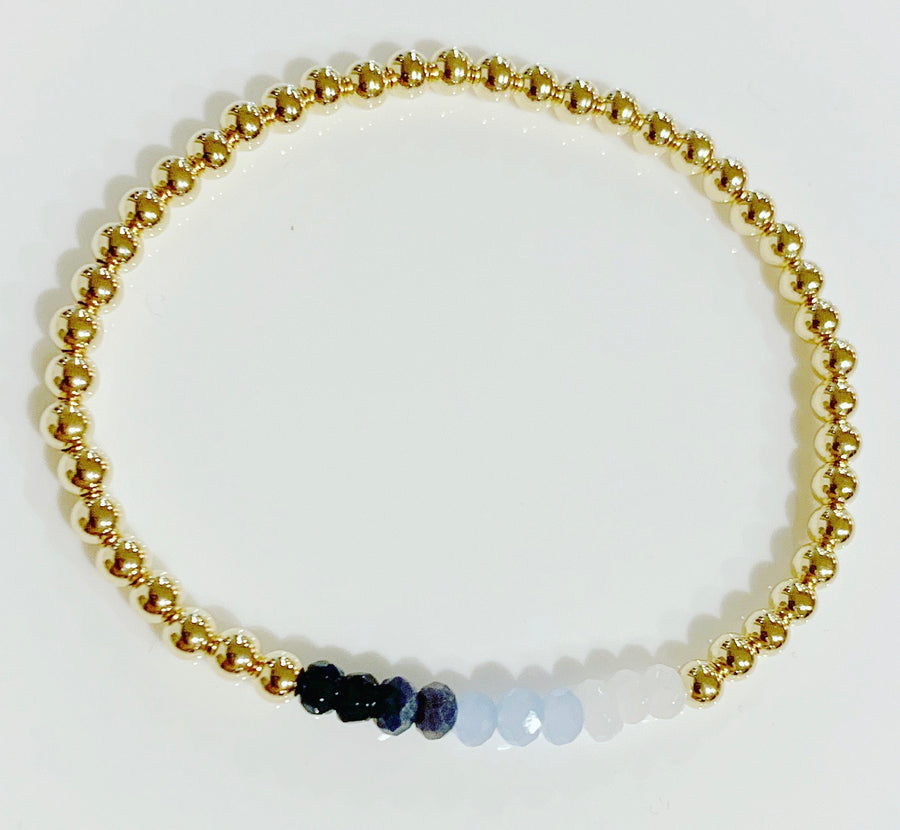 Bracelet with Blue and white Ombré Gemstones