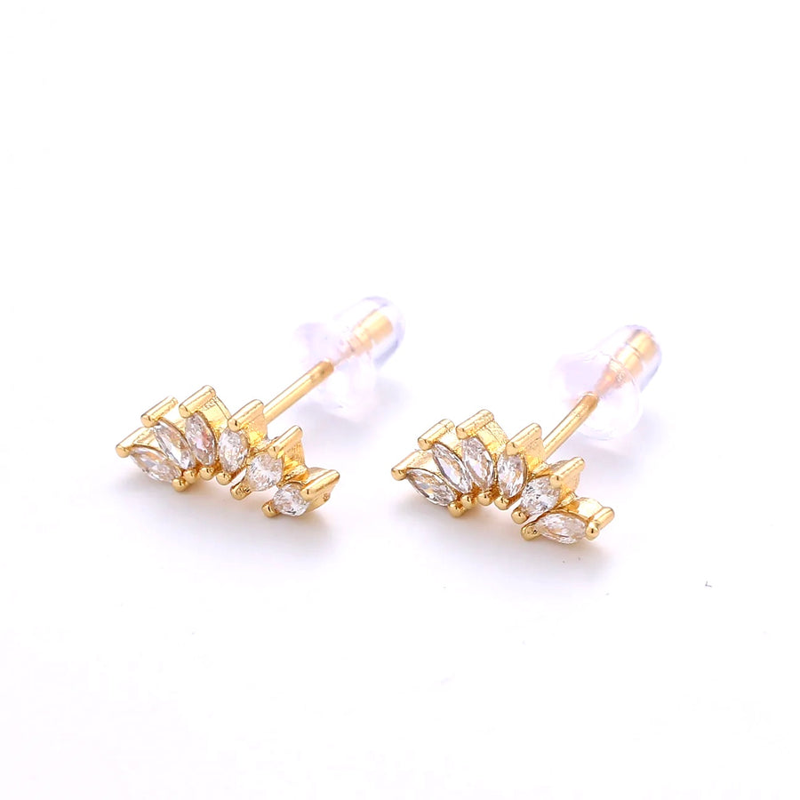 Dainty Gold Marquise Cluster Stud Earrings