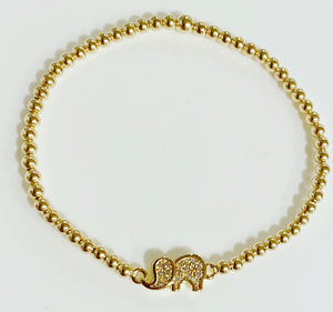 Gold Bracelet with Elephant Connector Charm