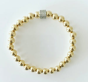 6mm gold with crystal barrel
