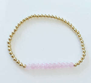 Bracelet  with Light Pink Jade Gemstones