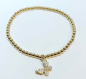 KIDS 3mm Gold Bracelet with hanging butterfly charm