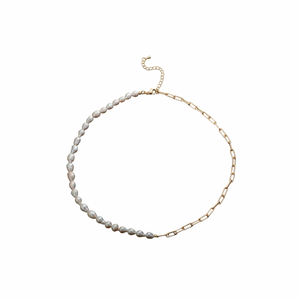 Half Chain Half Pearl Choker necklace