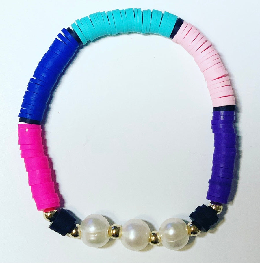 Rubber Disc Bracelet with Pearl detail