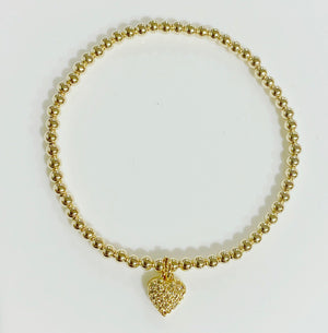 Gold Bracelet with Heart Charm
