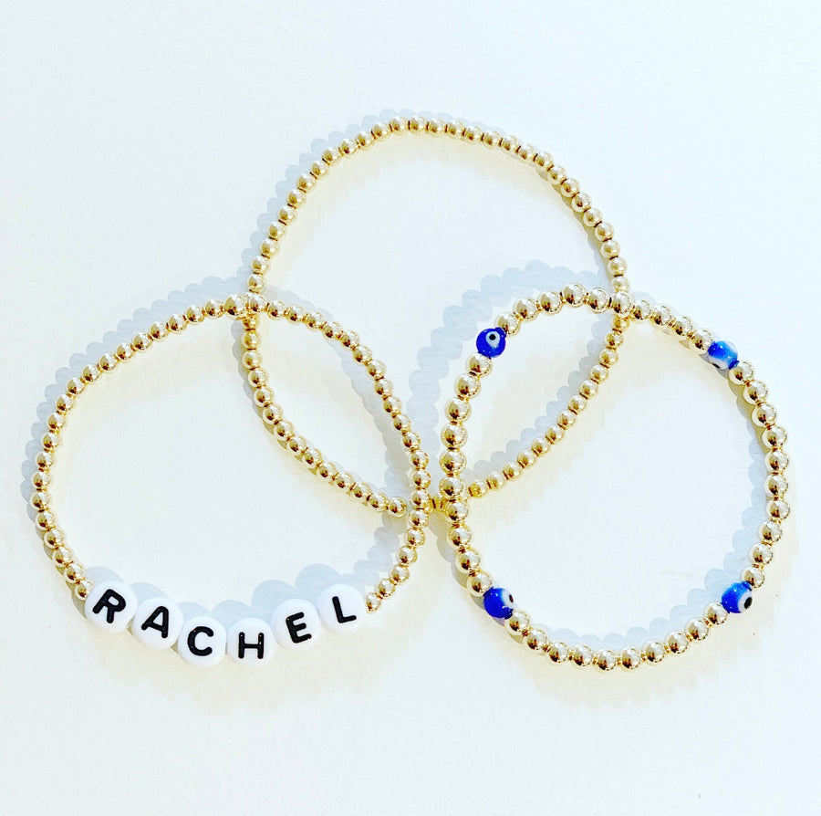 Bracelet Stack with Evil Eye and Name