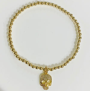 Gold Bracelet with Skull Charm