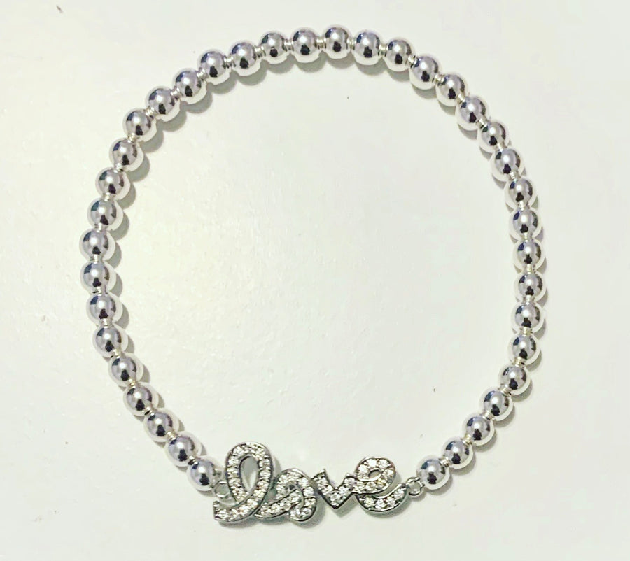 Silver Bracelet with Love Connector Charm