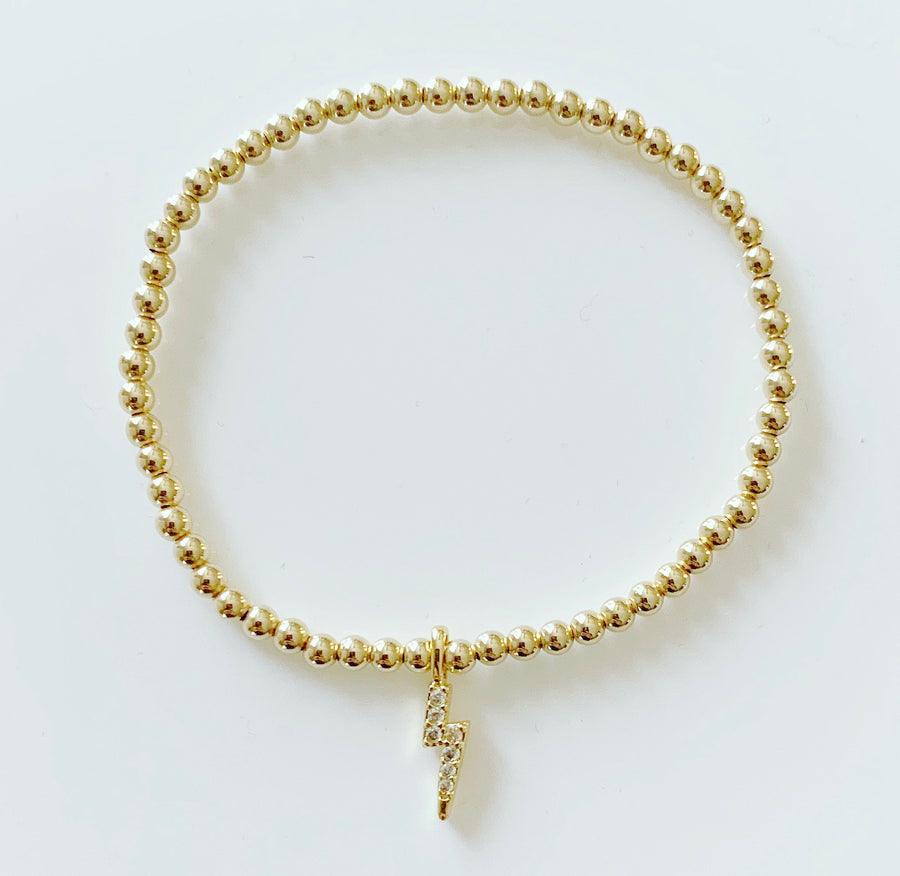 Gold Bracelet with Crystal Bolt Charm