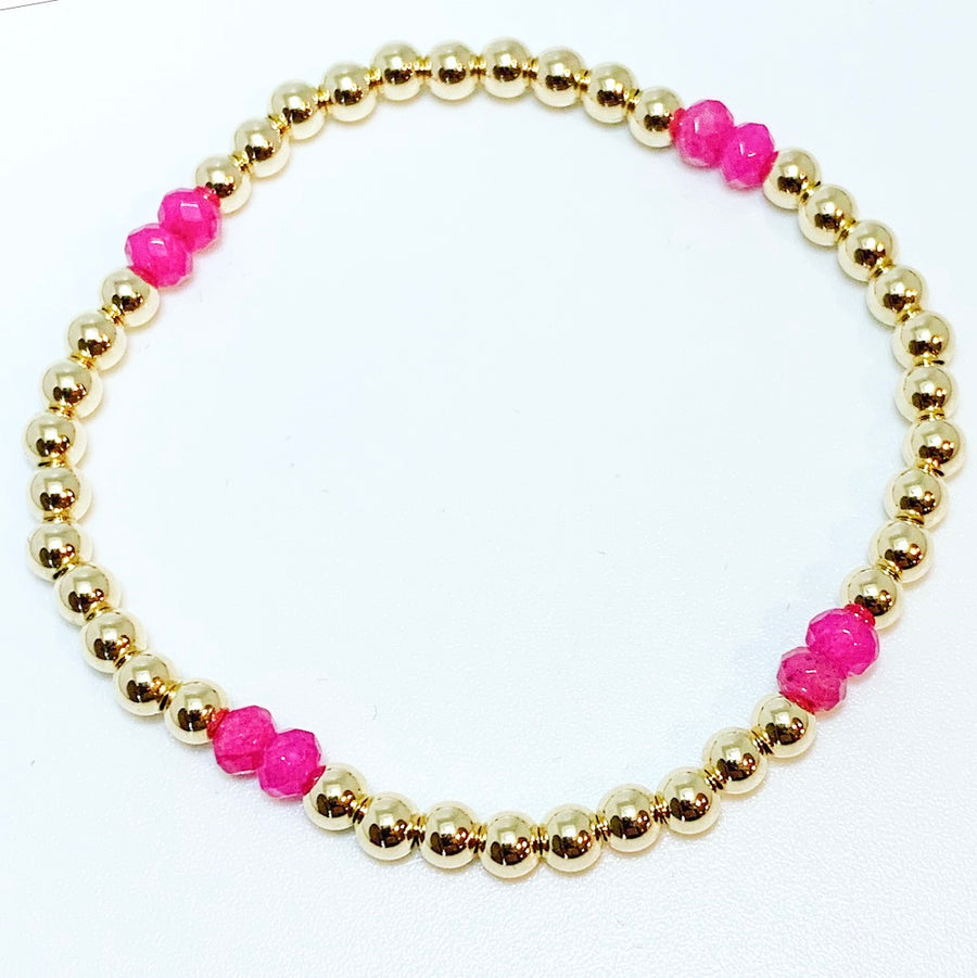 Bracelet with Pink Jade Gemstones